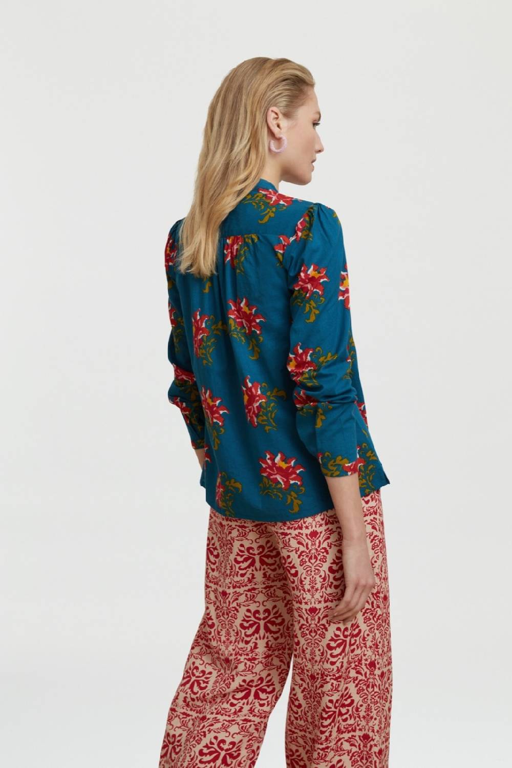 Lisa Corti camicia batumi tangeri rose teal Fino al 50% di sconto