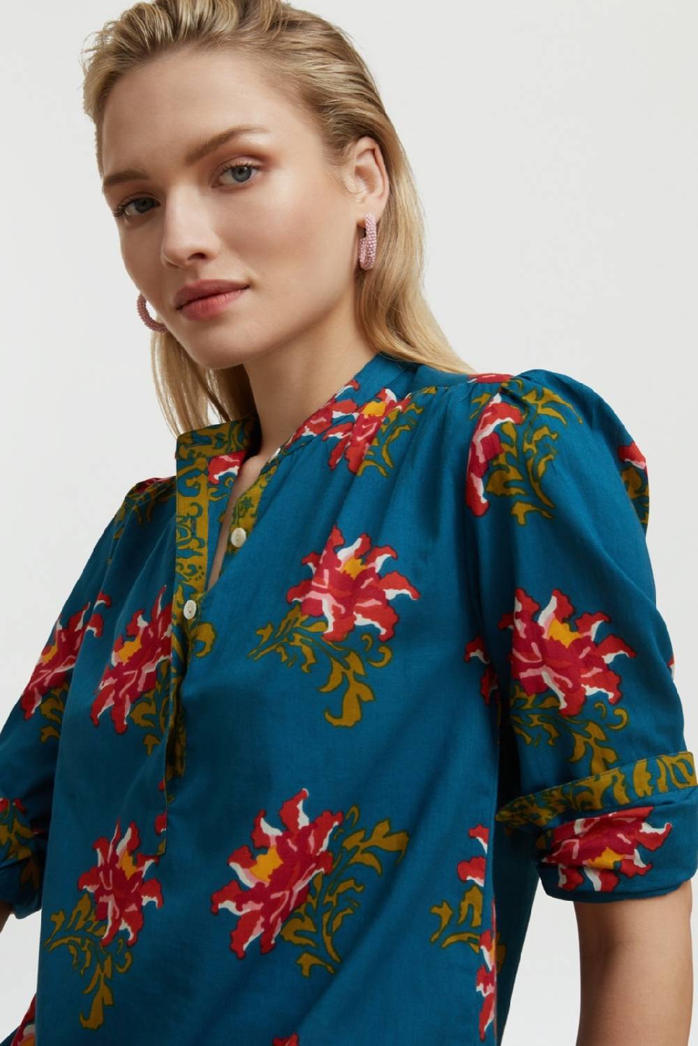 Lisa Corti camicia batumi tangeri rose teal Fino al 50% di sconto