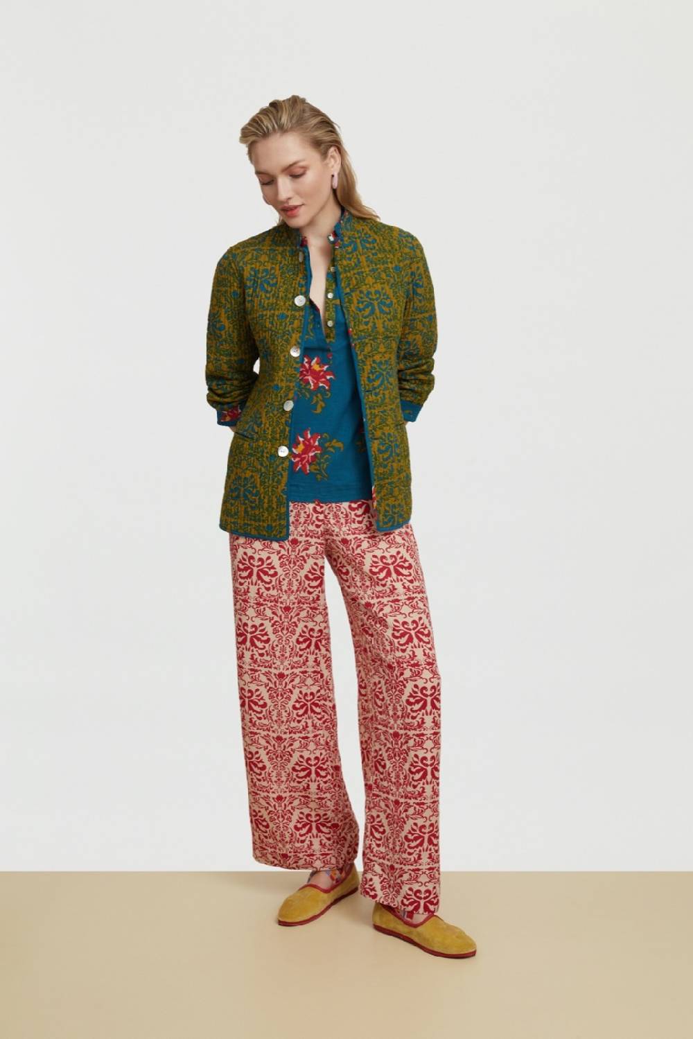 Lisa Corti camicia batumi tangeri rose teal Fino al 50% di sconto