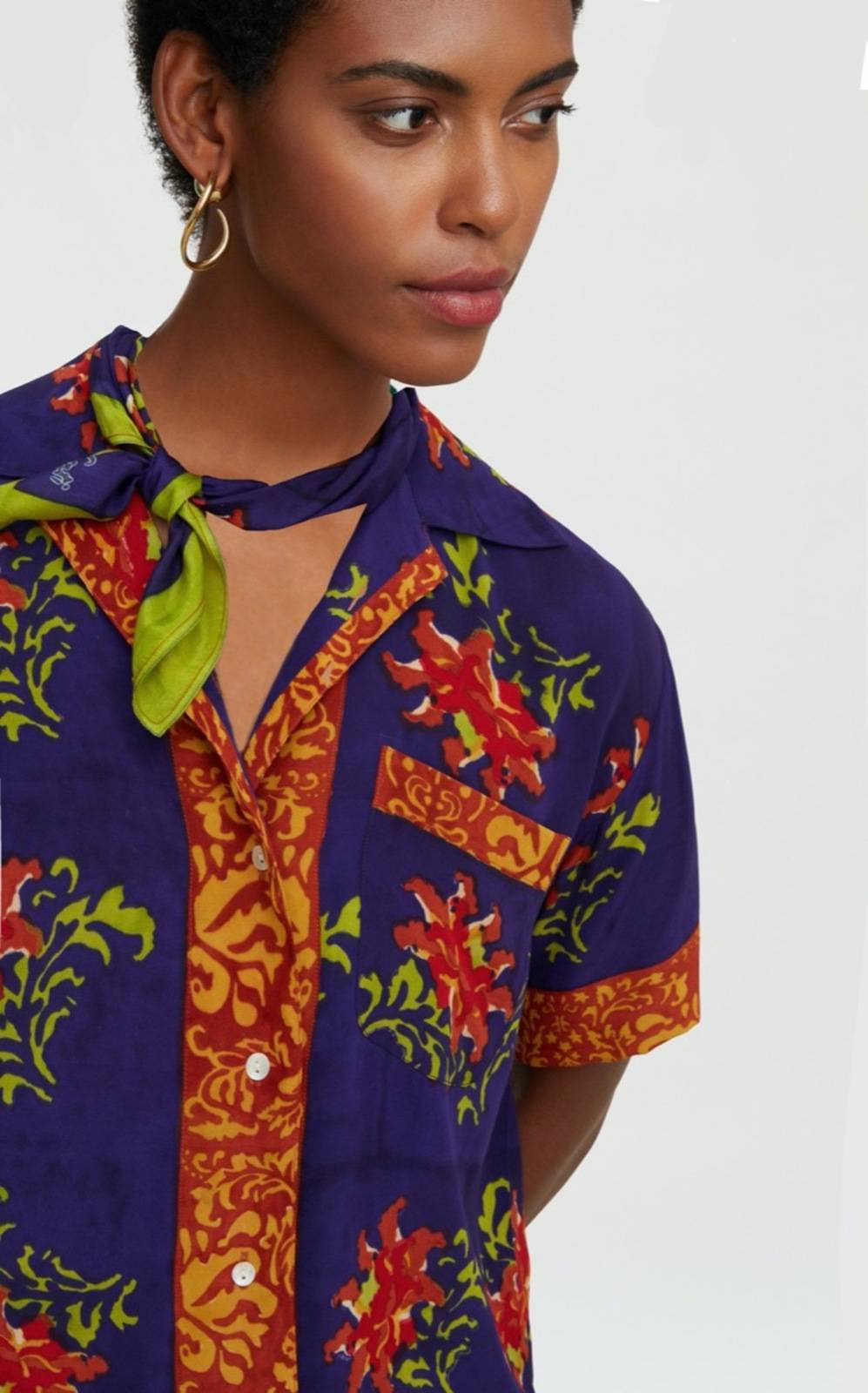 Lisa Corti camicia foulard tangeri flower purple Only for today