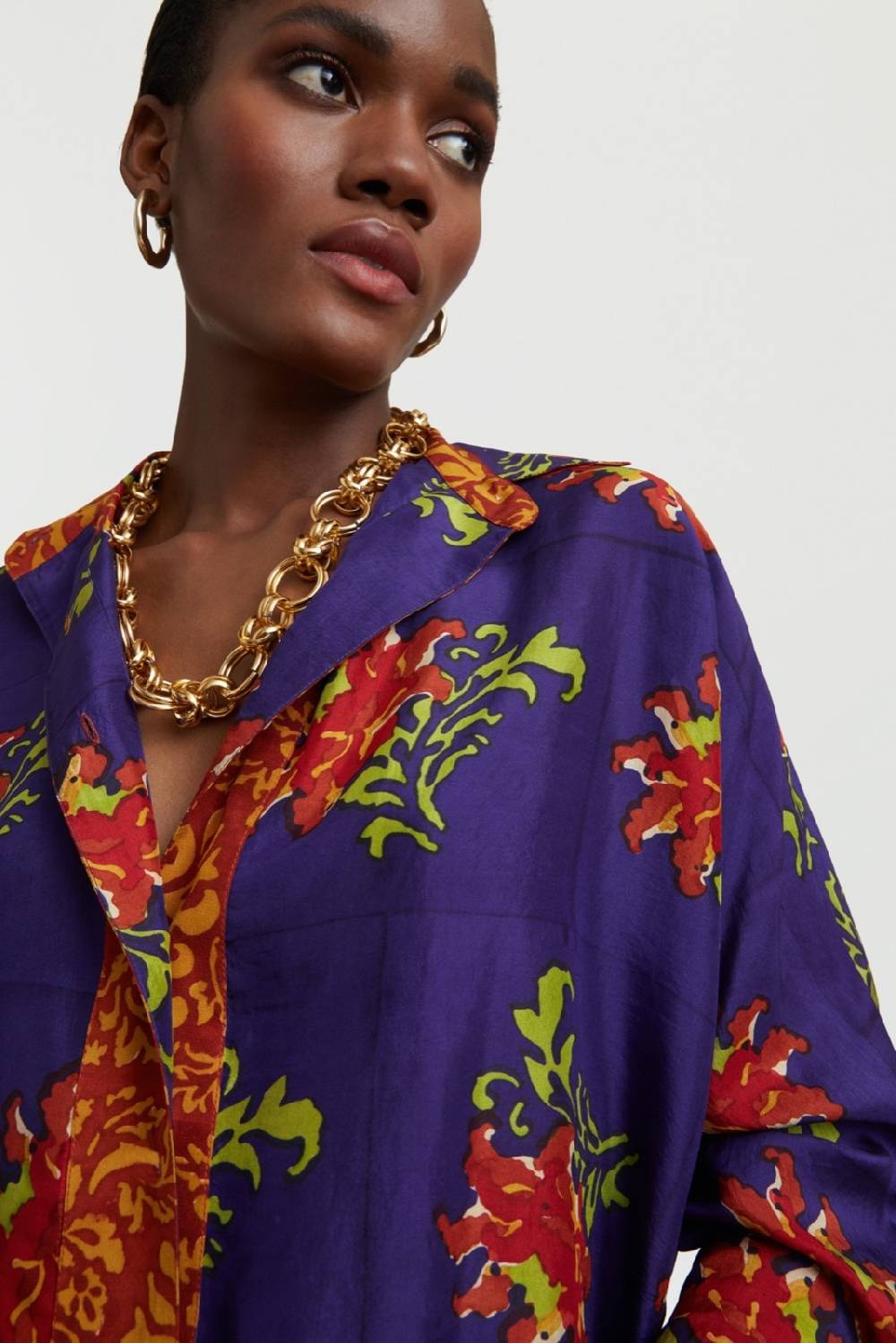 Lisa Corti camicia dahlia tangeri flower purple Super sconto