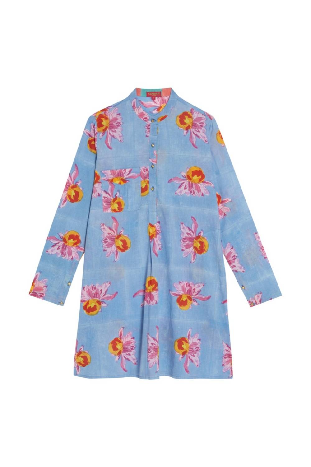 Lisa Corti kurta corta arabesque flower light blue Qualità