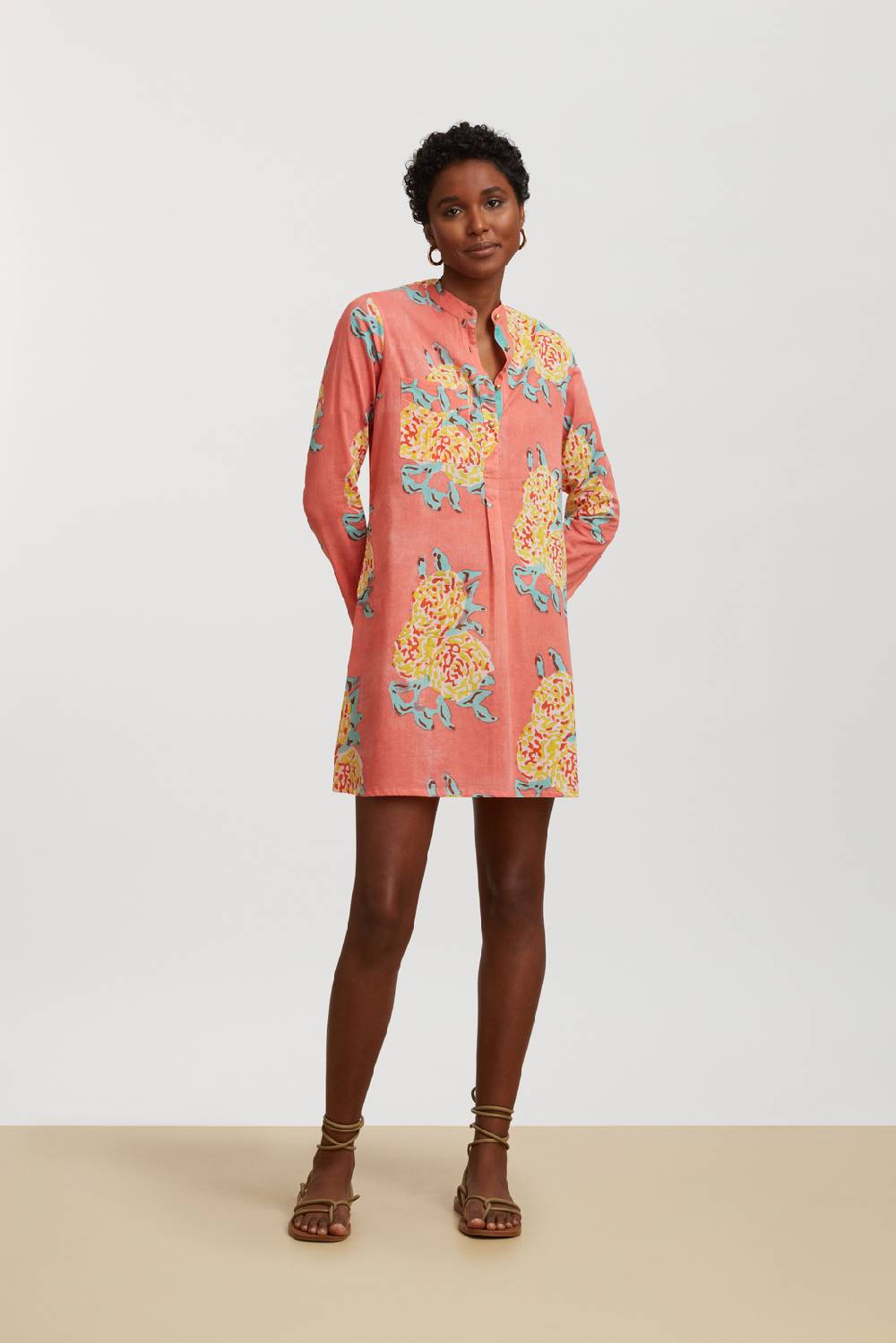 Lisa Corti kurta corta leopard flower old pink Vendita