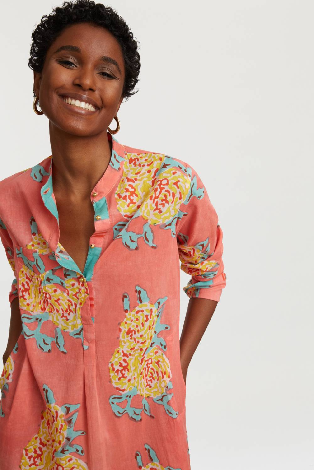 Lisa Corti kurta corta leopard flower old pink Vendita