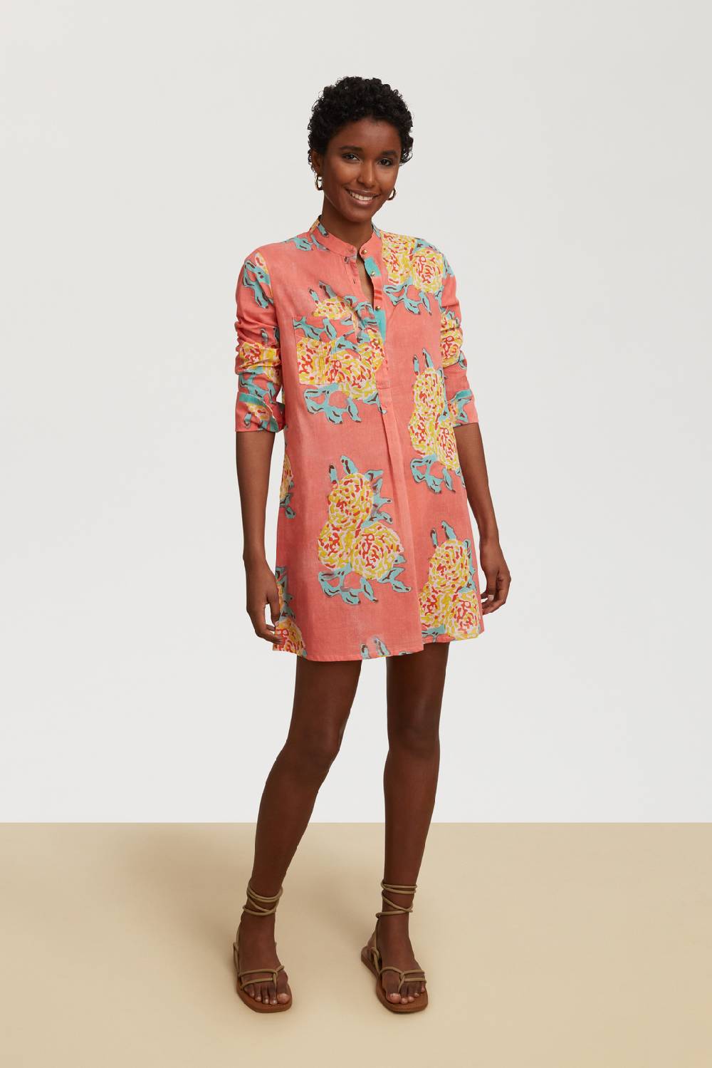 Lisa Corti kurta corta leopard flower old pink Vendita