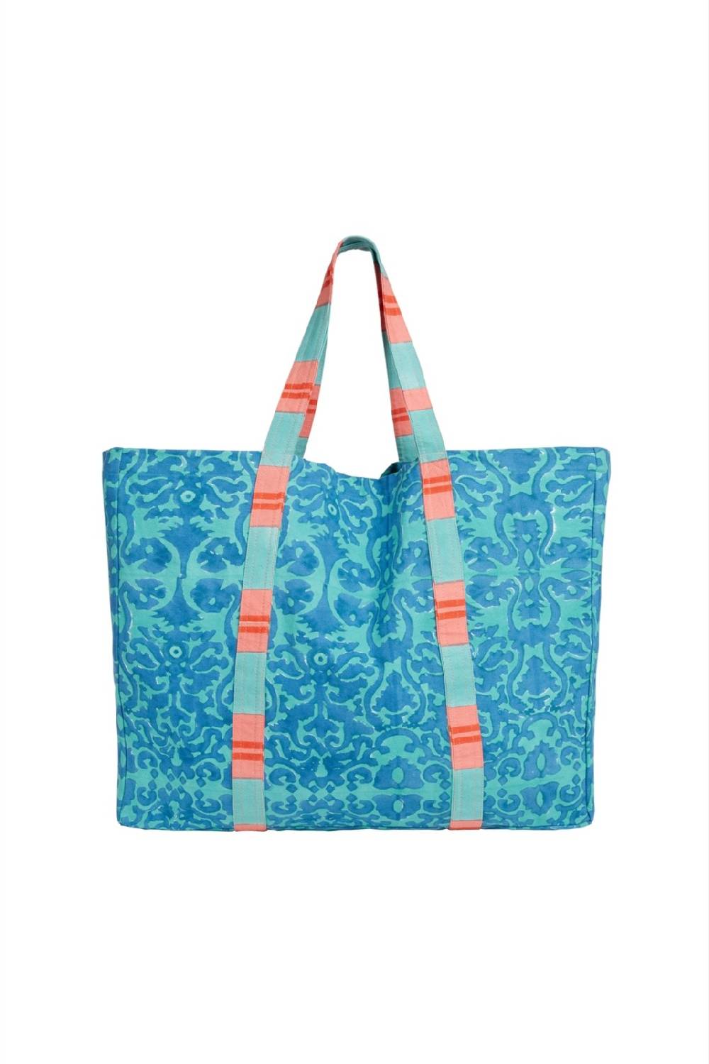 Lisa Corti borsa shopping damask design blue Fino Al -60%