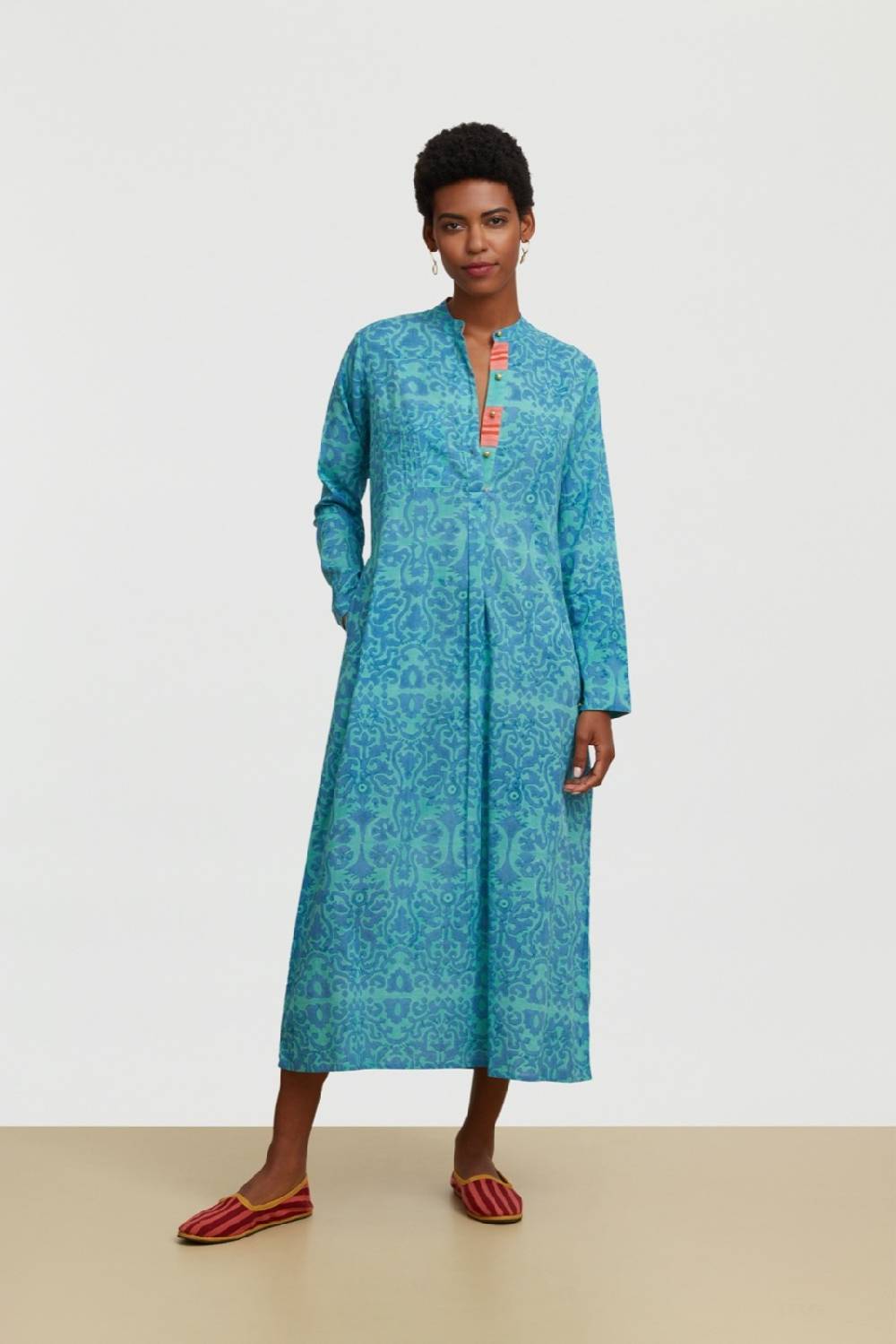 Lisa Corti kurta lunga damask design blue Shopping Online
