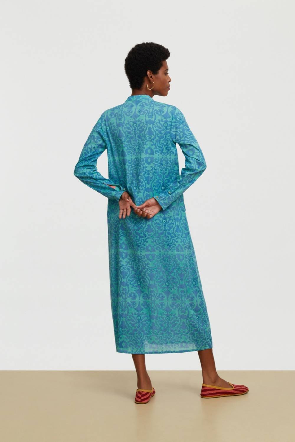 Lisa Corti kurta lunga damask design blue Shopping Online