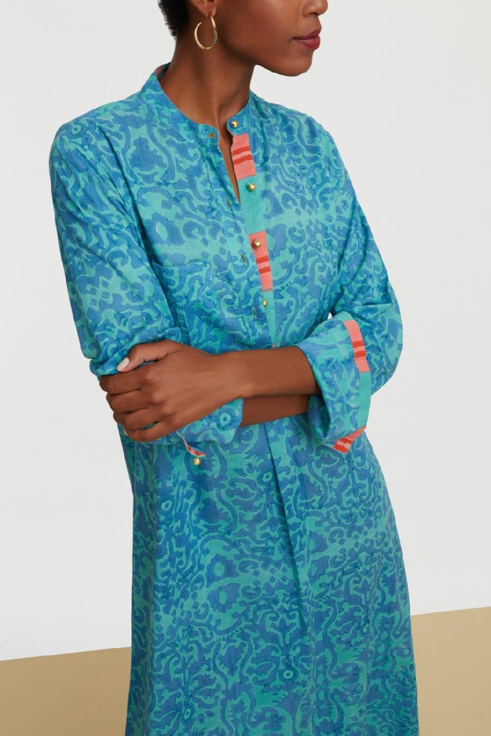 Lisa Corti kurta lunga damask design blue Shopping Online