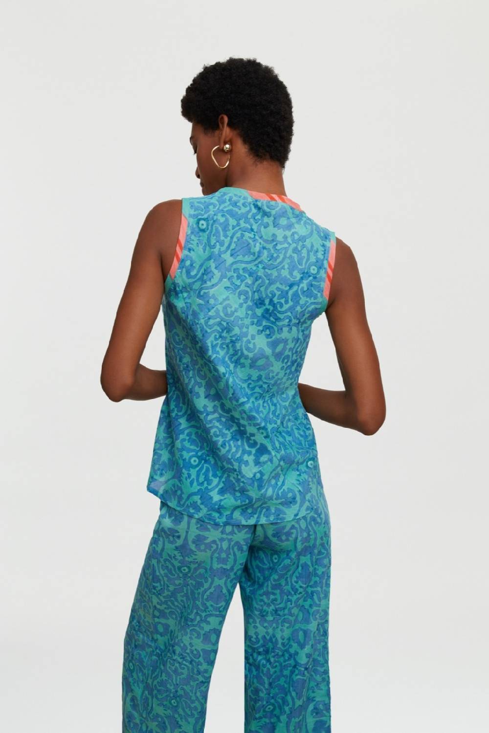 Lisa Corti top banyan damask design blue Affare Del Giorno