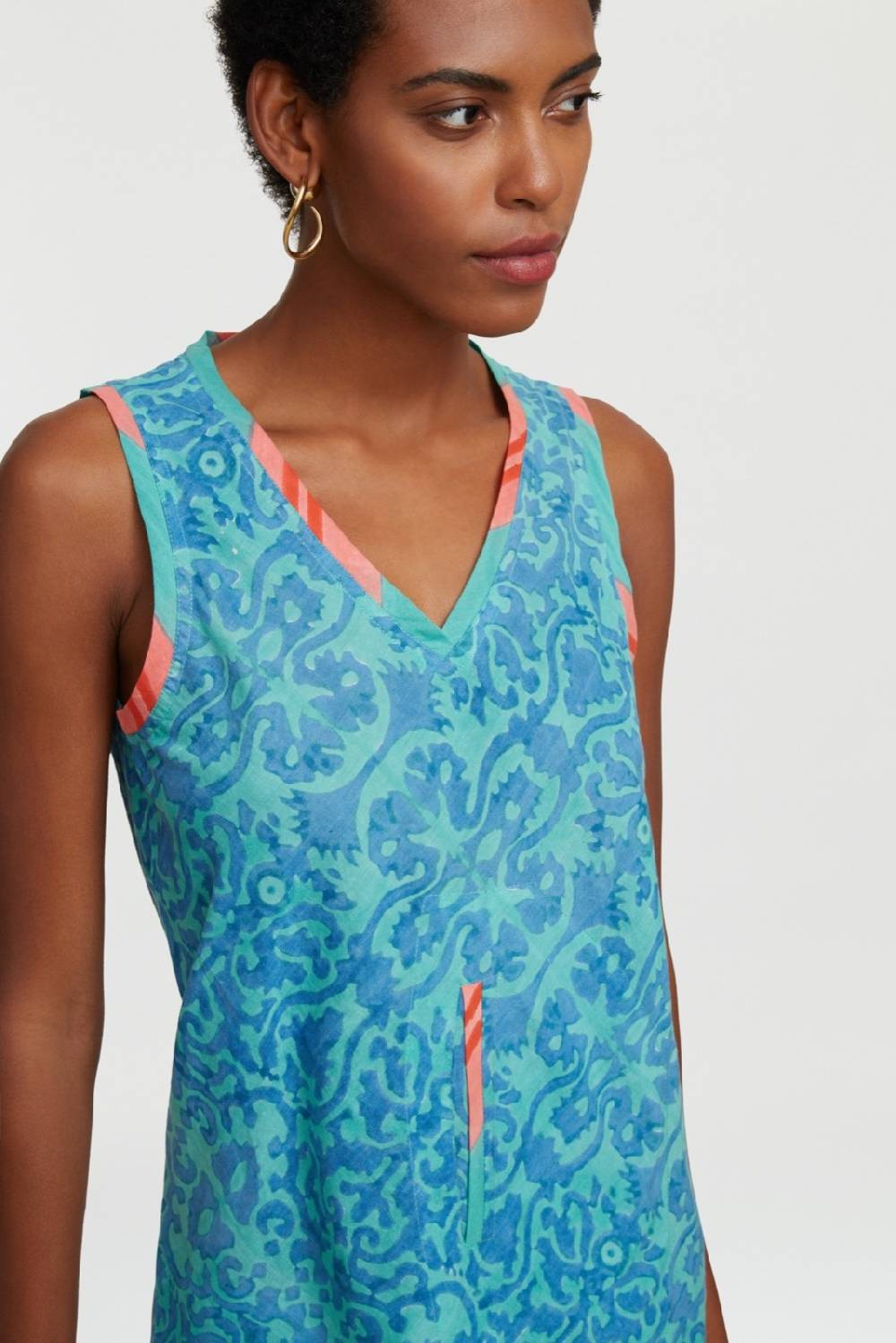 Lisa Corti top banyan damask design blue Affare Del Giorno