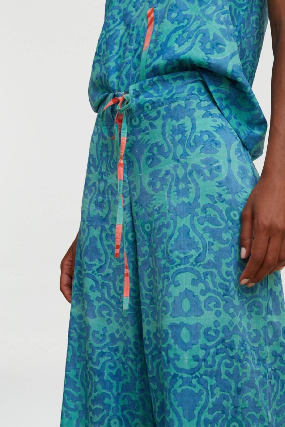 Lisa Corti pantalone cabana damask design blue Prezzo Ridotto