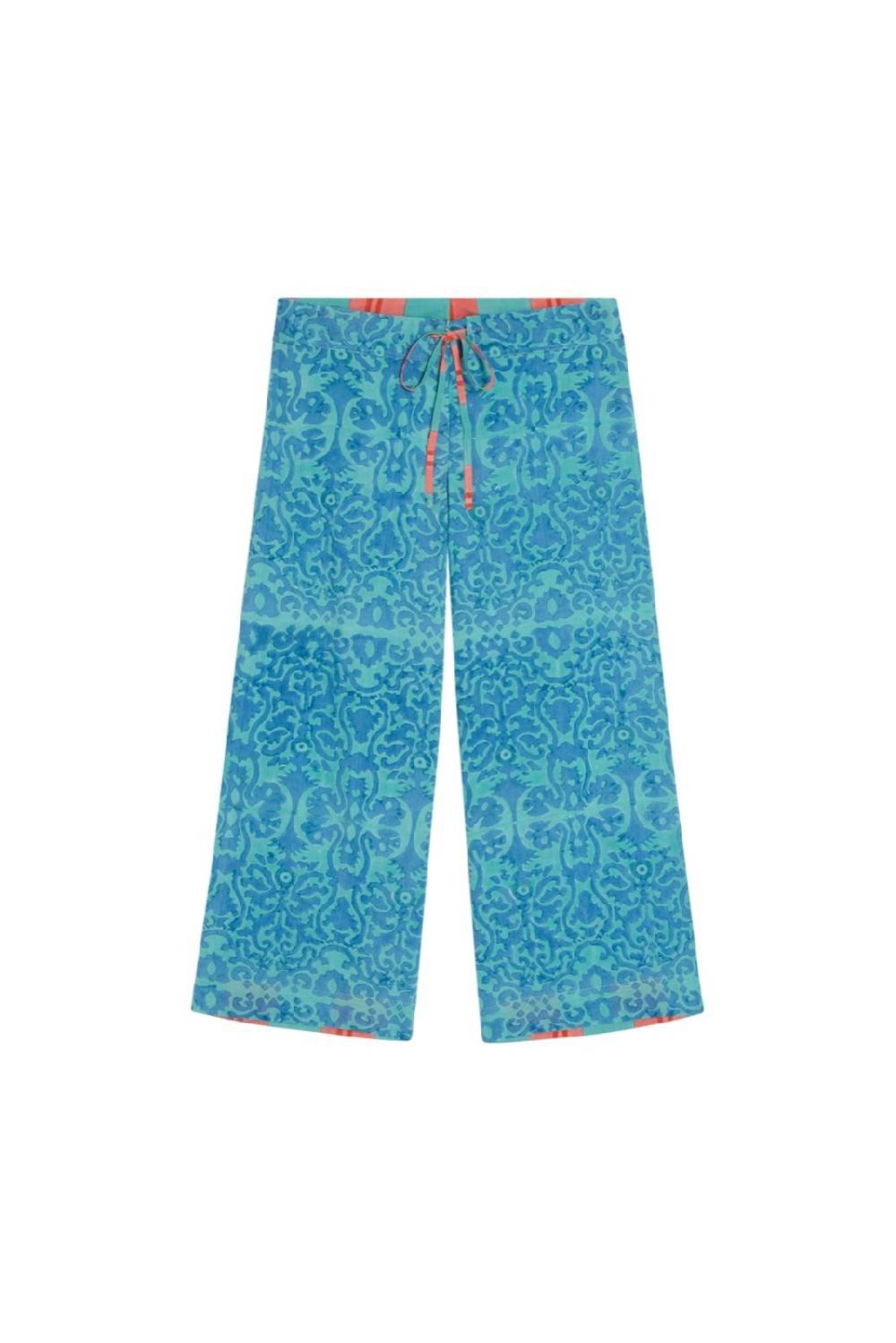 Lisa Corti pantalone cabana damask design blue Prezzo Ridotto