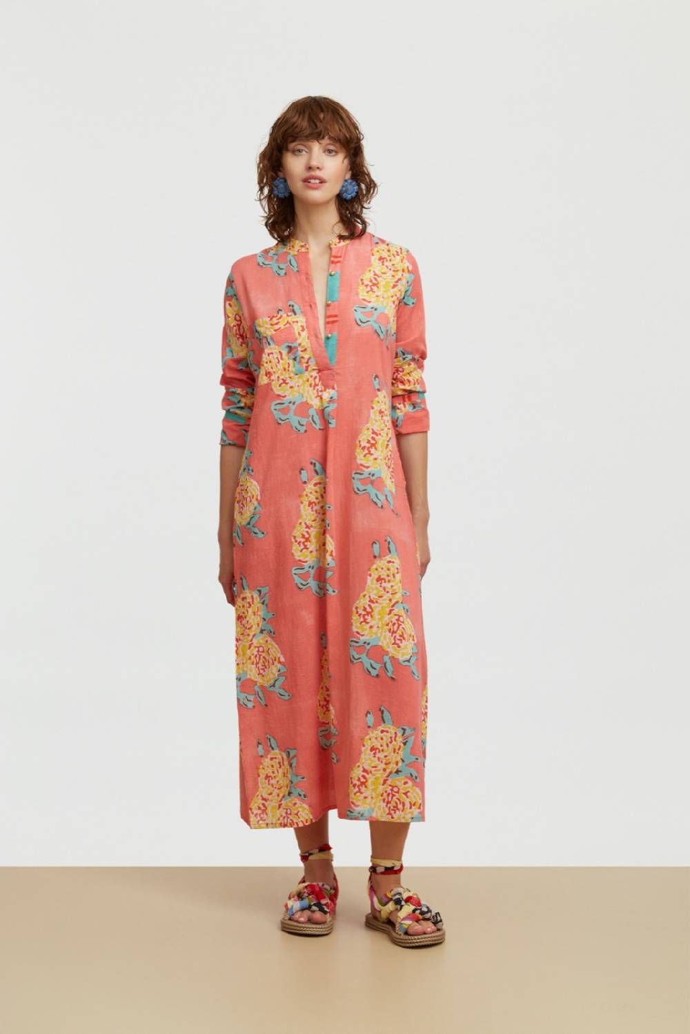 Lisa Corti kurta lunga leopard flower old pink Sconto
