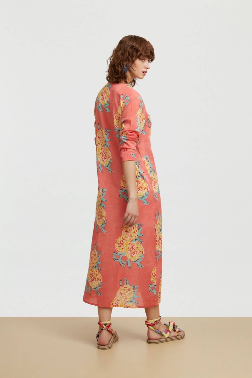 Lisa Corti kurta lunga leopard flower old pink Sconto