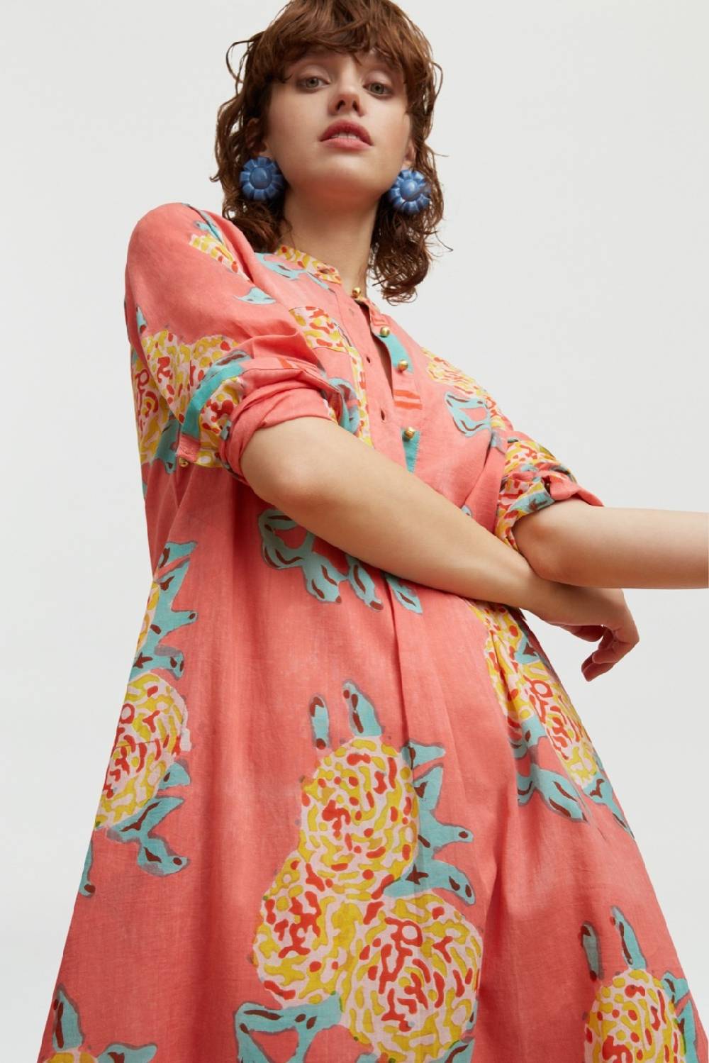 Lisa Corti kurta lunga leopard flower old pink Sconto