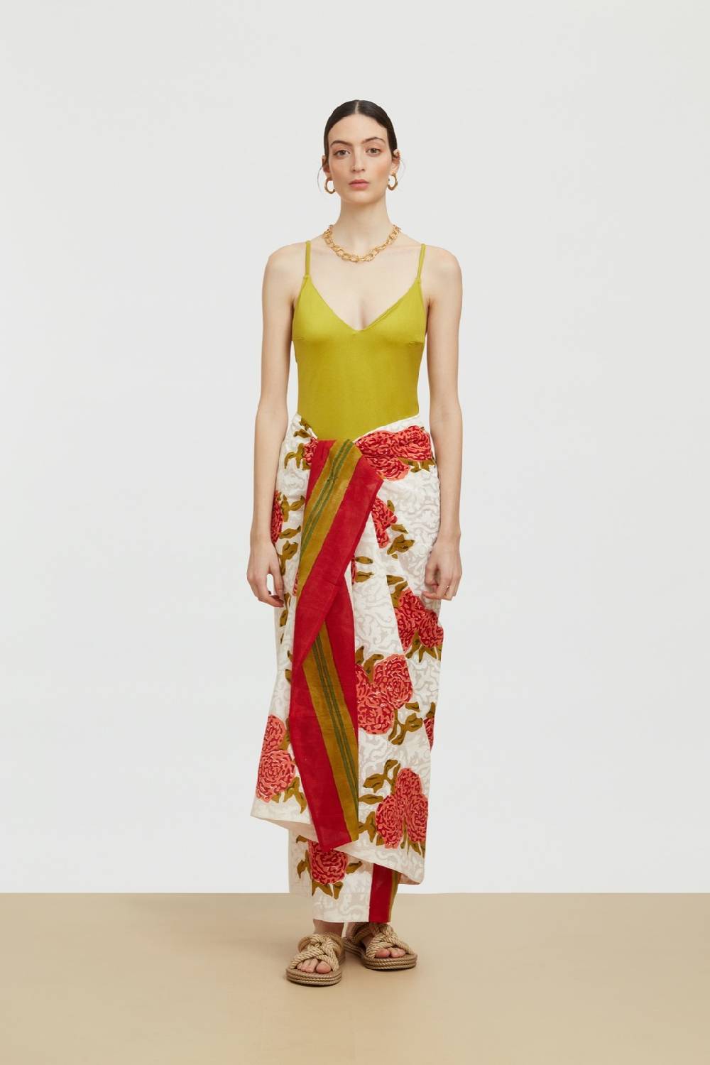 Lisa Corti pareo leopard bouquet red Economico