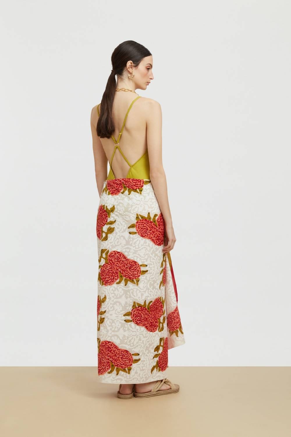 Lisa Corti pareo leopard bouquet red Economico