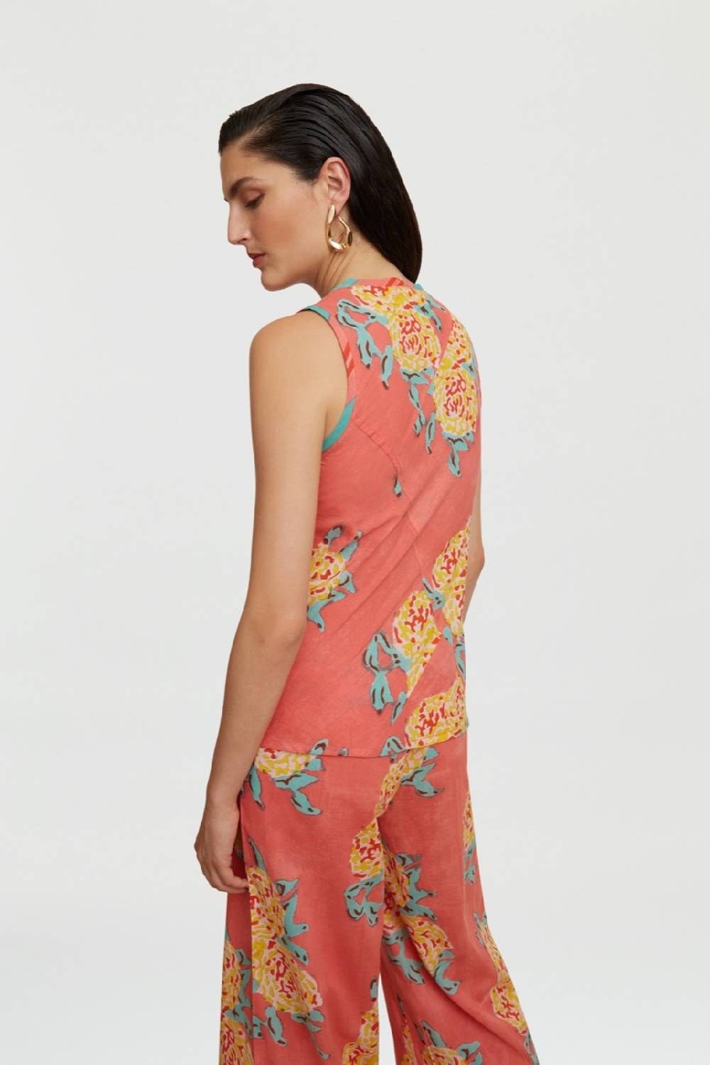 Lisa Corti top banyan leopard flower old pink In Vendita