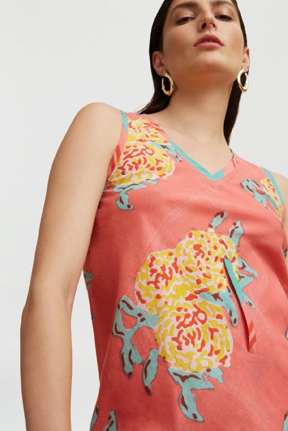 Lisa Corti top banyan leopard flower old pink In Vendita