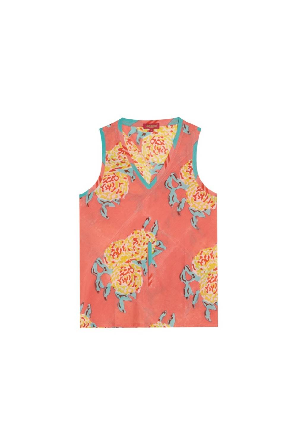 Lisa Corti top banyan leopard flower old pink In Vendita