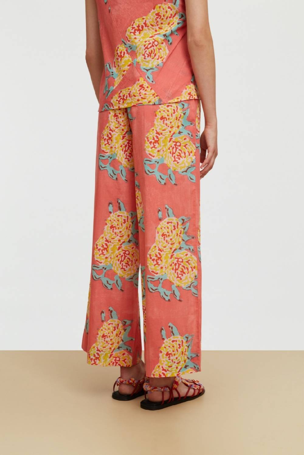 Lisa Corti pantalone cabana leopard flower old pink Offerte