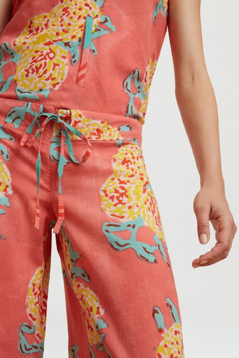 Lisa Corti pantalone cabana leopard flower old pink Offerte
