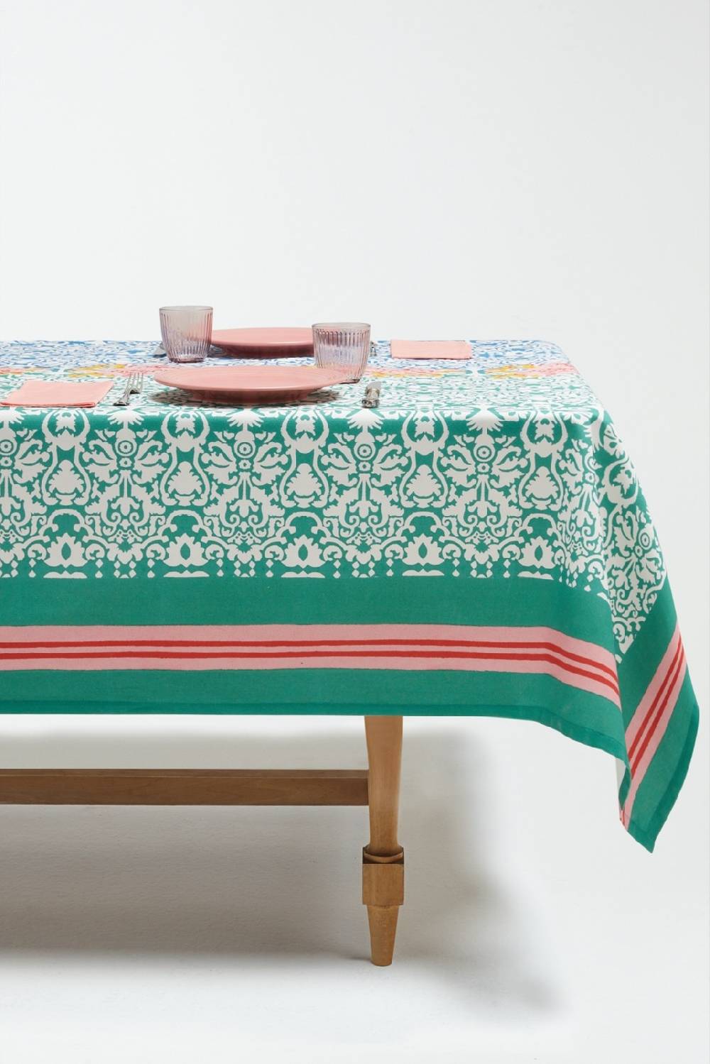 Lisa Corti telo cotone 220x220cm dam dam veronese blue Saldi Di Fabbrica