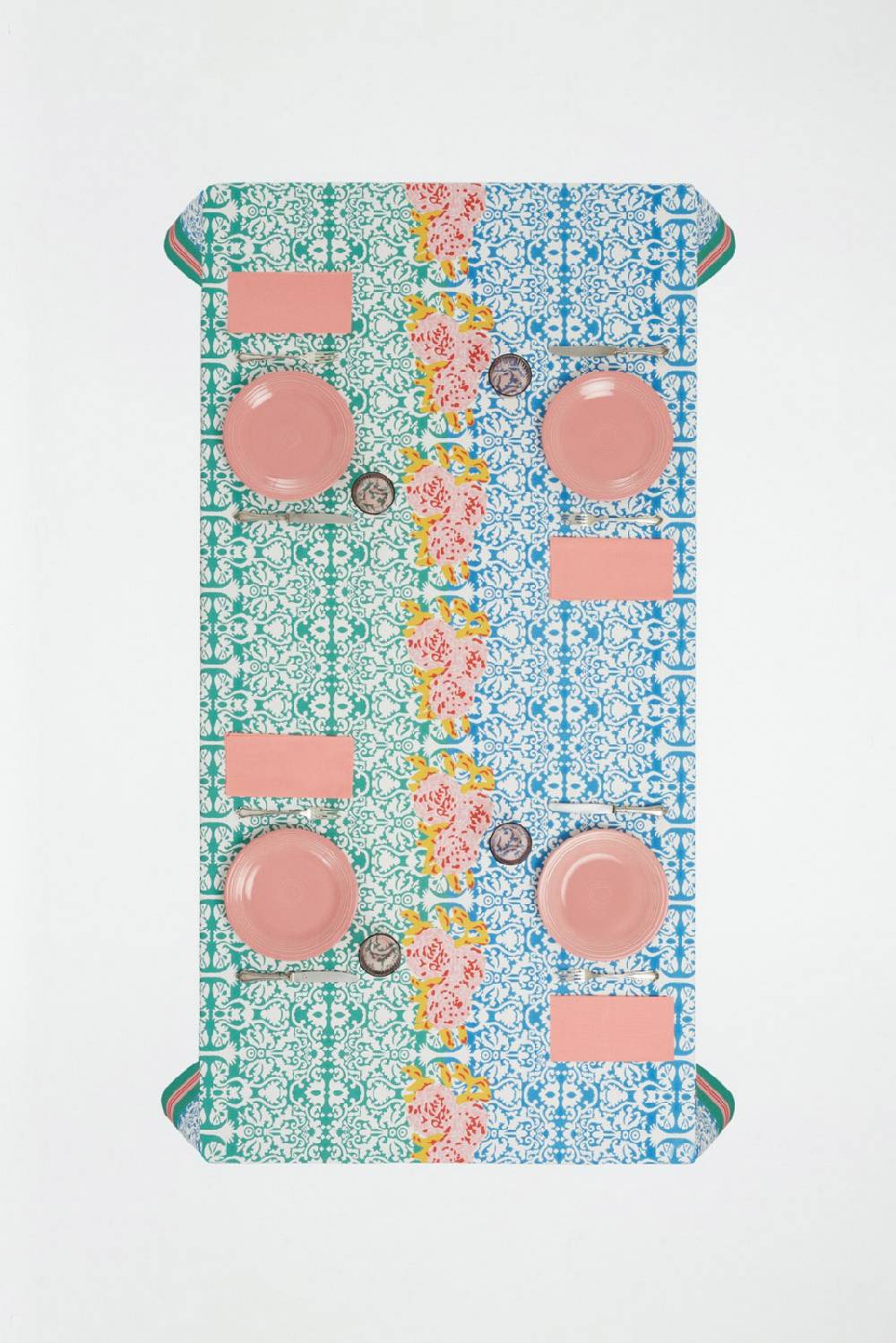 Lisa Corti telo cotone 220x220cm dam dam veronese blue Saldi Di Fabbrica