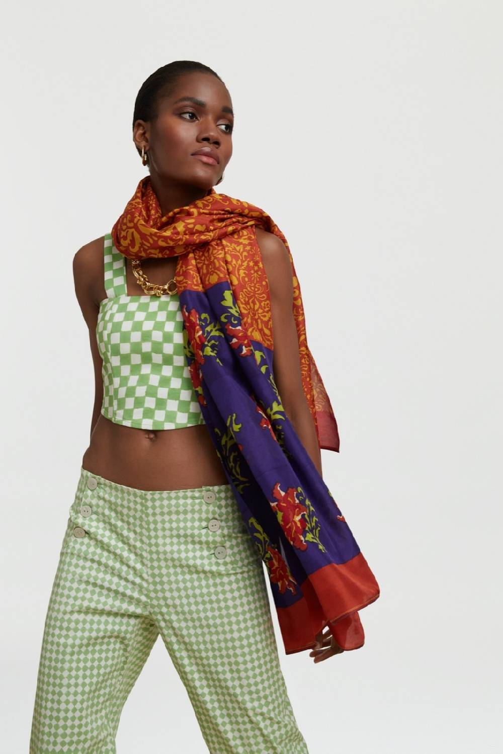 Lisa Corti top titli checks mint Fornitura limitata