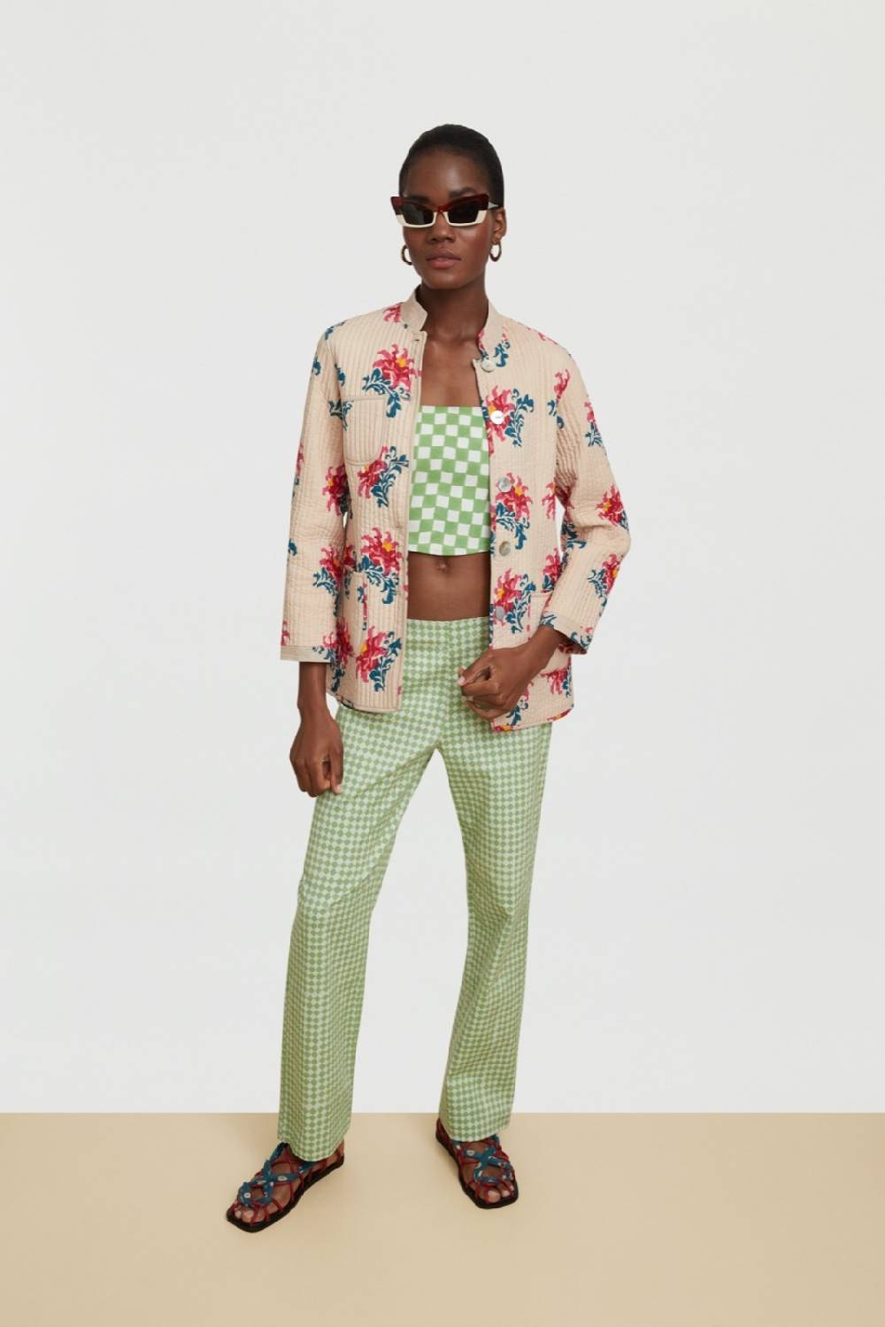Lisa Corti top titli checks mint Fornitura limitata