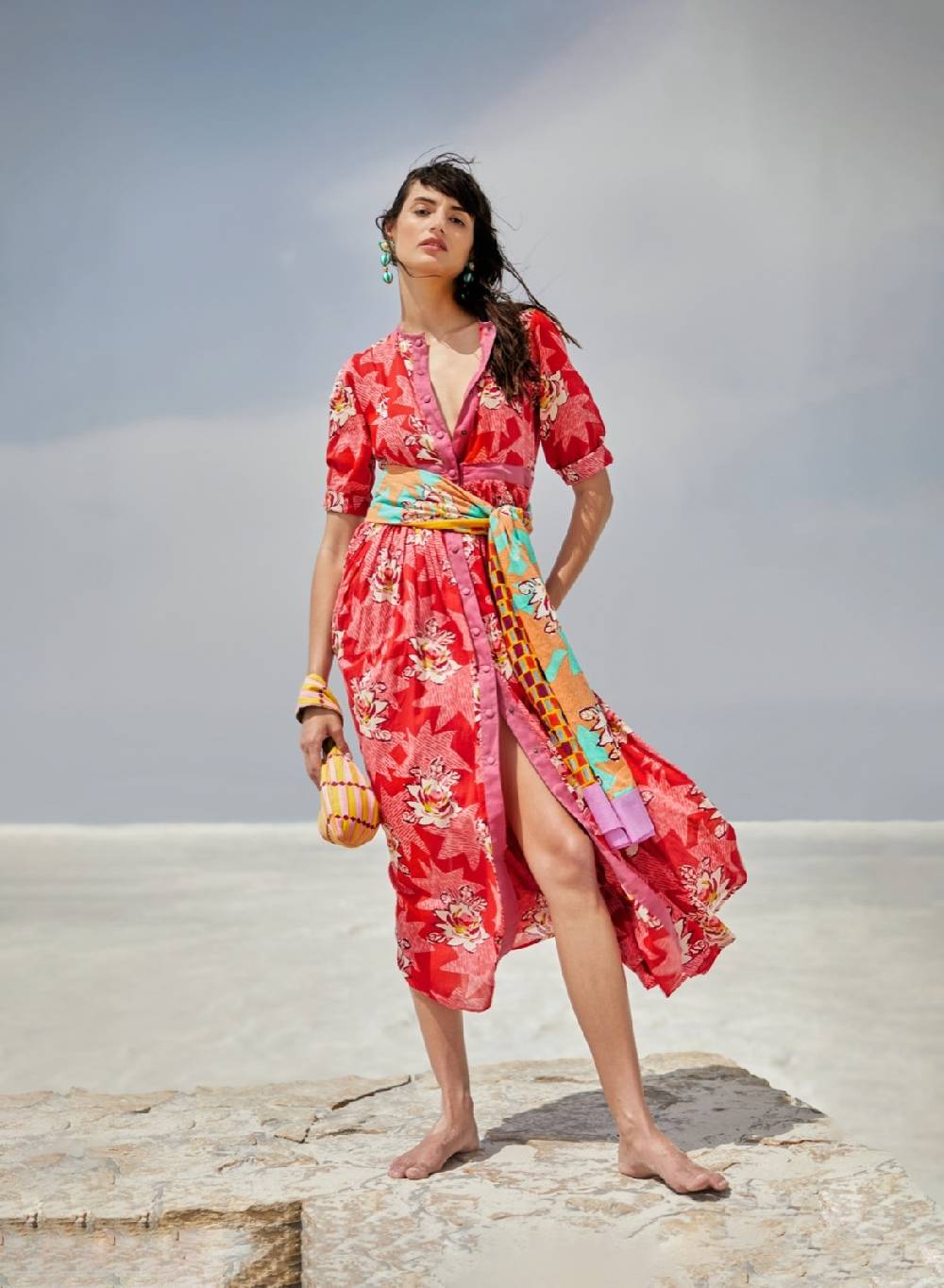 Lisa Corti pareo star flower aqua Online Outlet