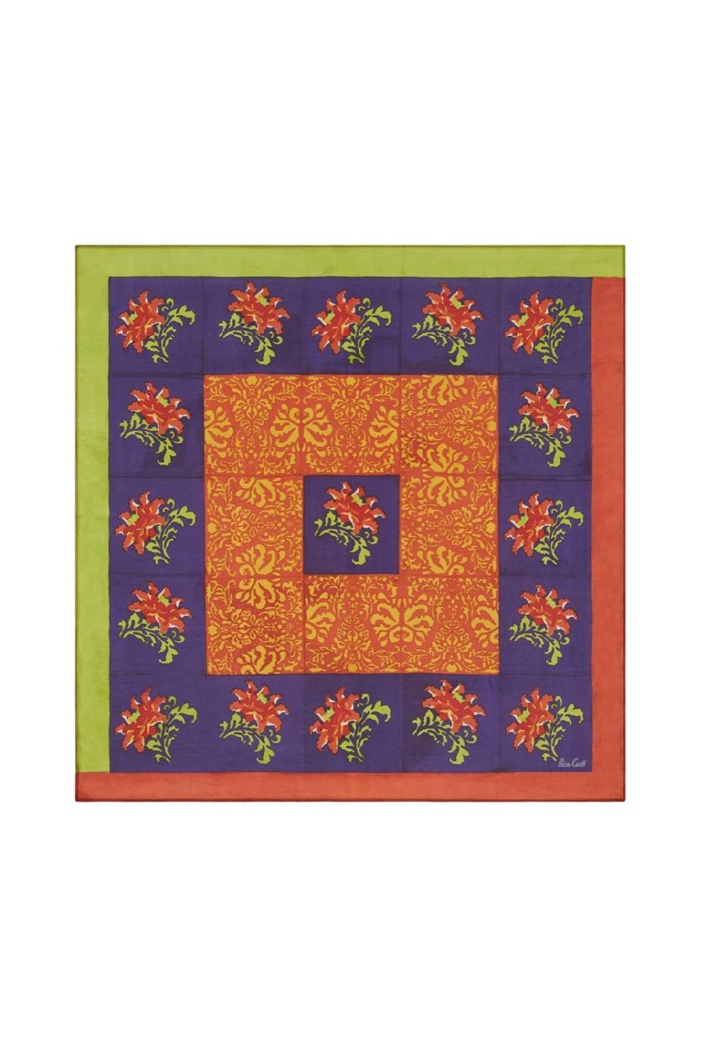Lisa Corti foulard seta 100x100cm tangeri flower purple Bestseller