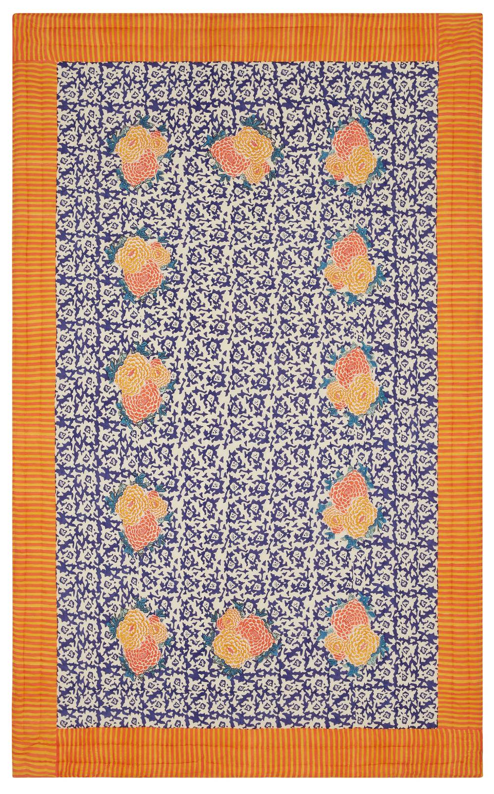 Lisa Corti trapunta reversibile 180x270cm arabesque corolla blue natural Promozione temporanea