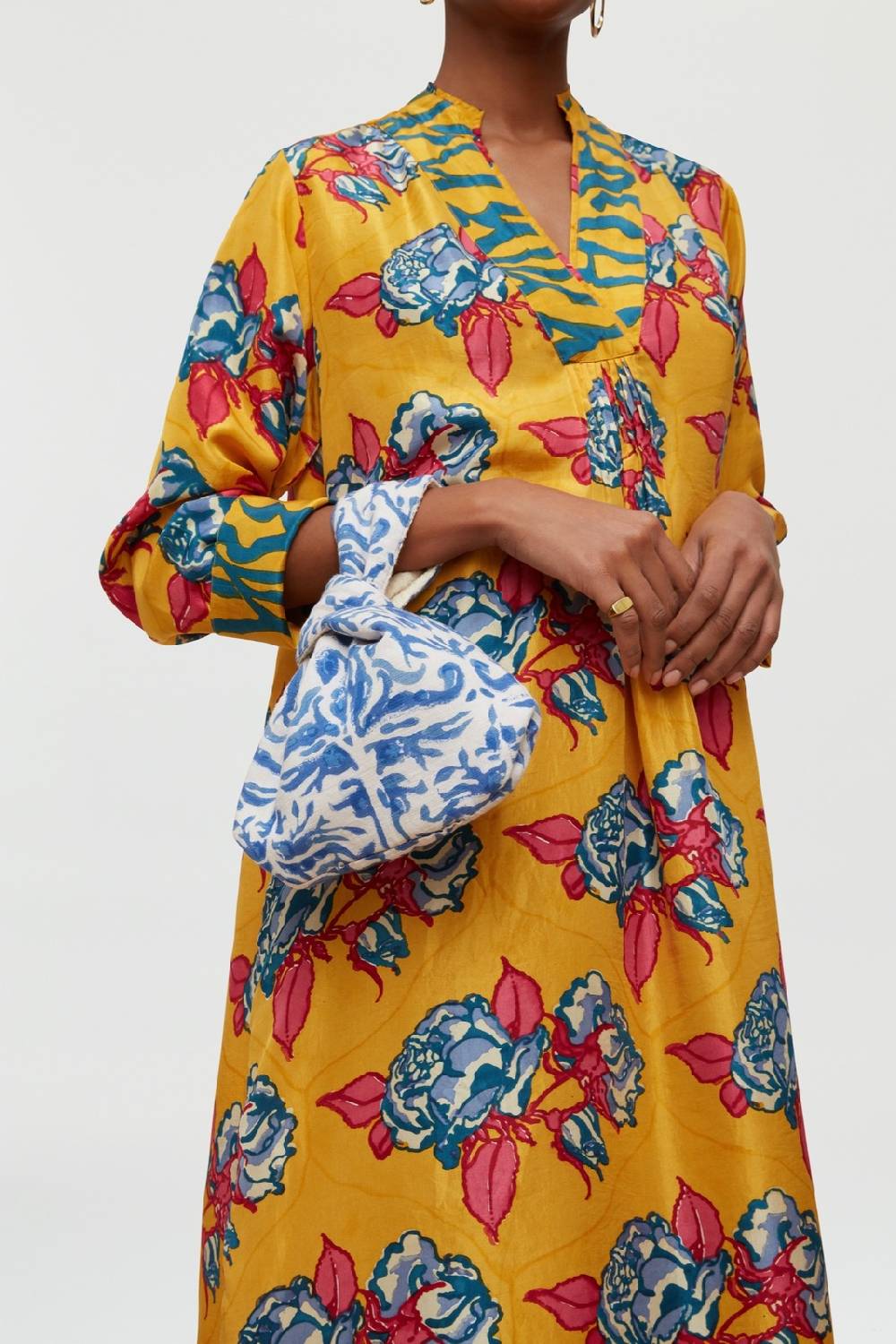 Lisa Corti borsa knot reversibile abhanery damasque blue