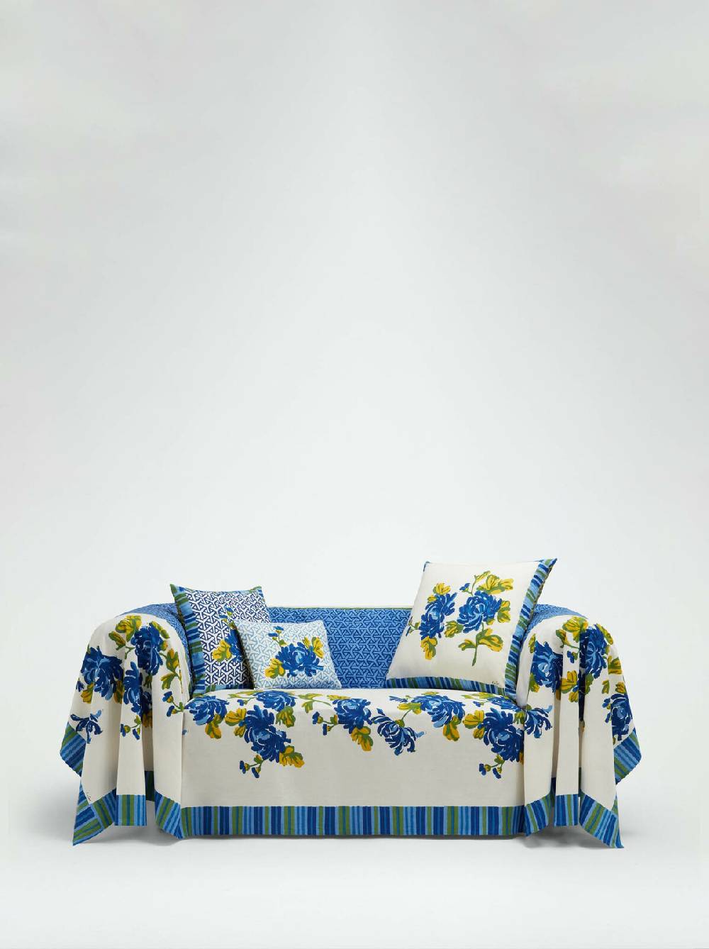 Lisa Corti telo cotone 220x350cm vienna blue cream Vendita Calda