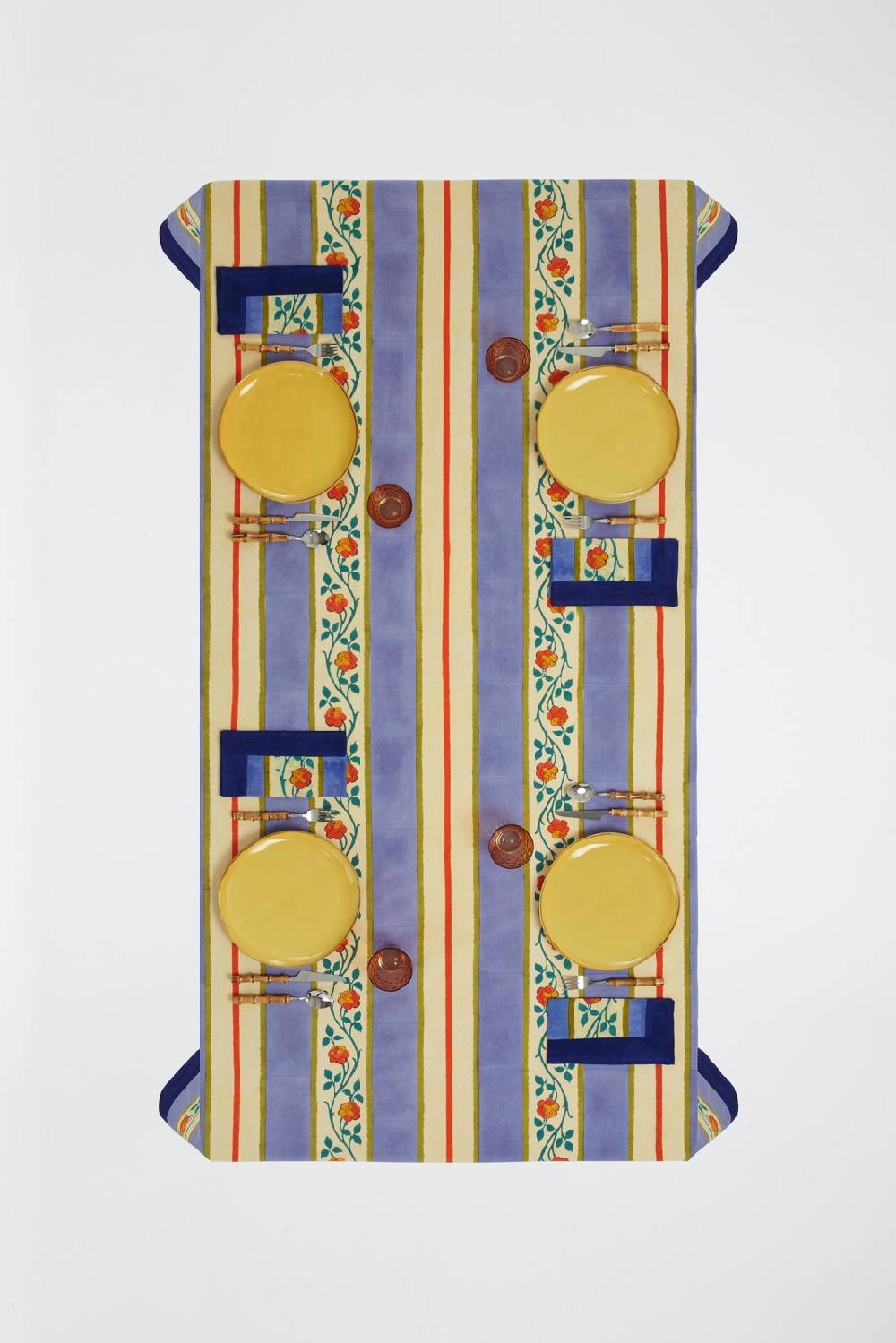 Lisa Corti telo cotone 220x350cm varanasi stripes pervinch Vendita Economica