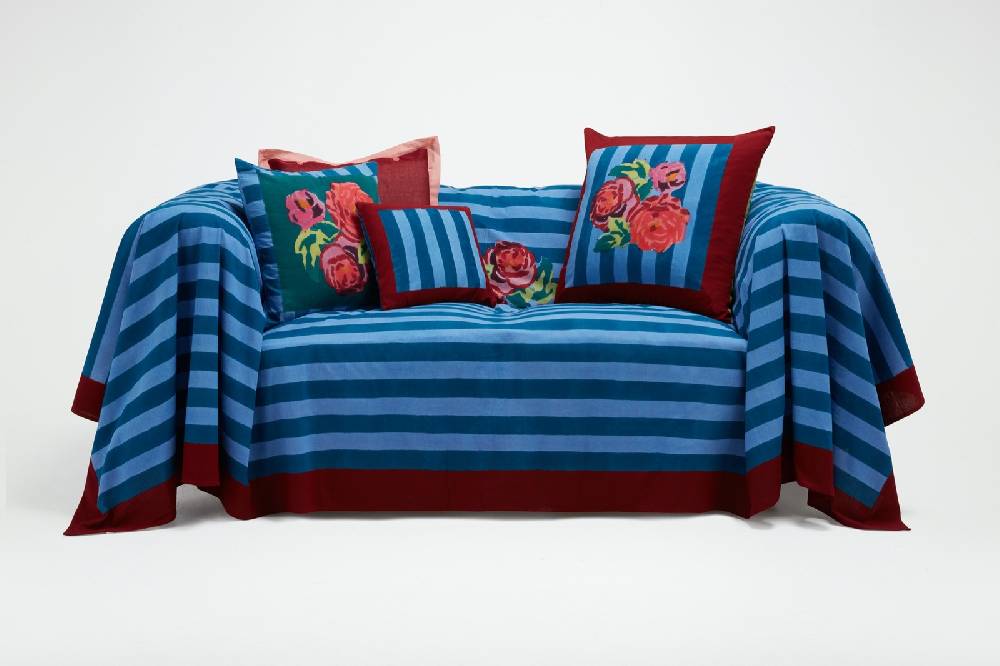 Lisa Corti telo cotone 220x350cm nizam stripes ferozi sugar Sconto di tempo limitato