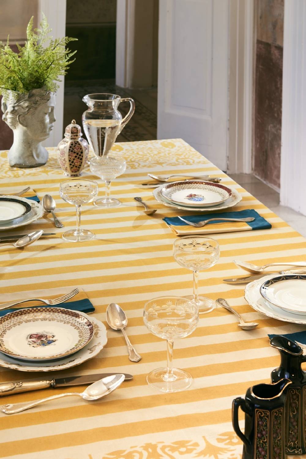 Lisa Corti telo cotone 220x220cm damask design gold Fornitura limitata