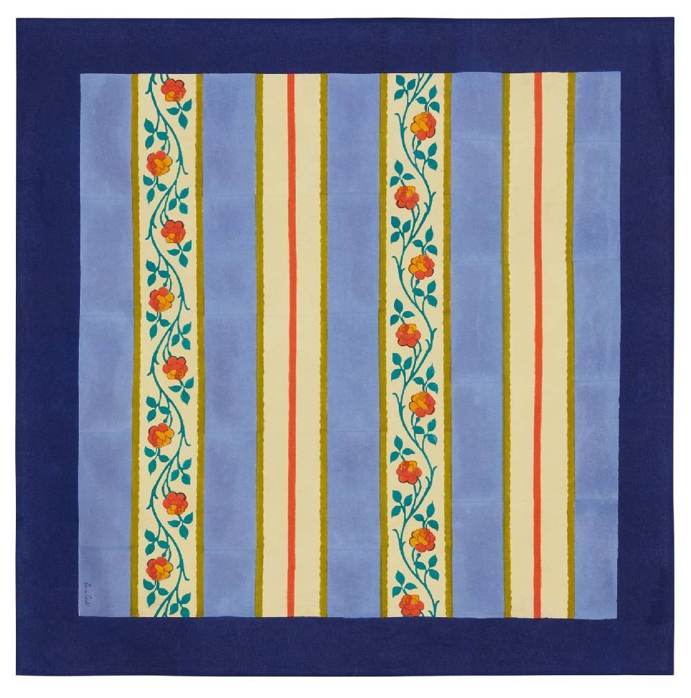 Lisa Corti telo cotone 110x110cm varanasi stripes pervinch