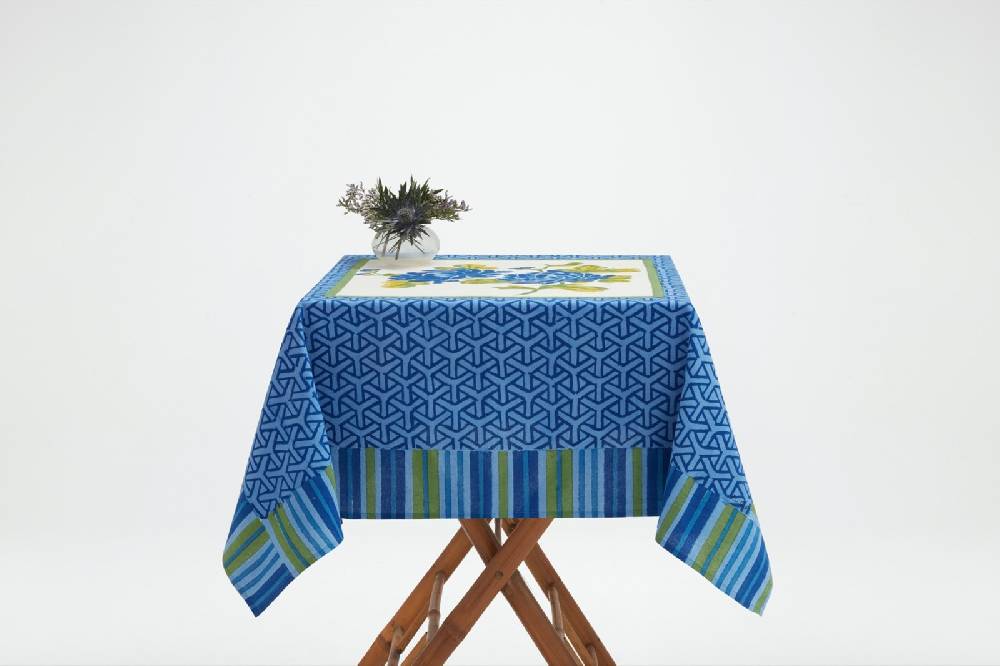 Lisa Corti telo cotone 110x110cm vienna blue cream Offerta natalizia