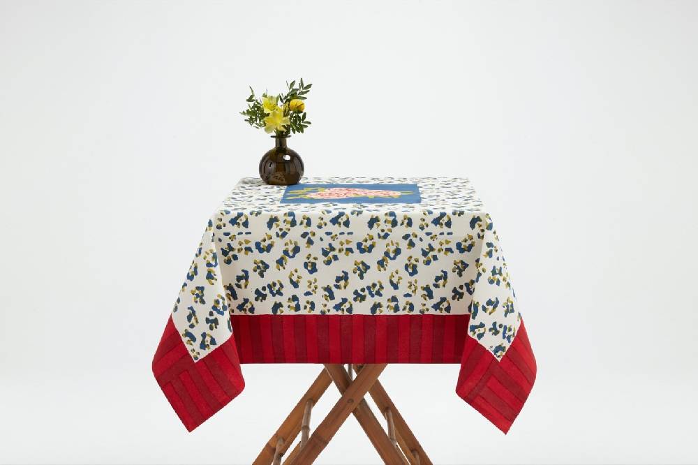Lisa Corti telo cotone 110x110cm leopard stripes dark blue Offerta per la Festa della Mamma