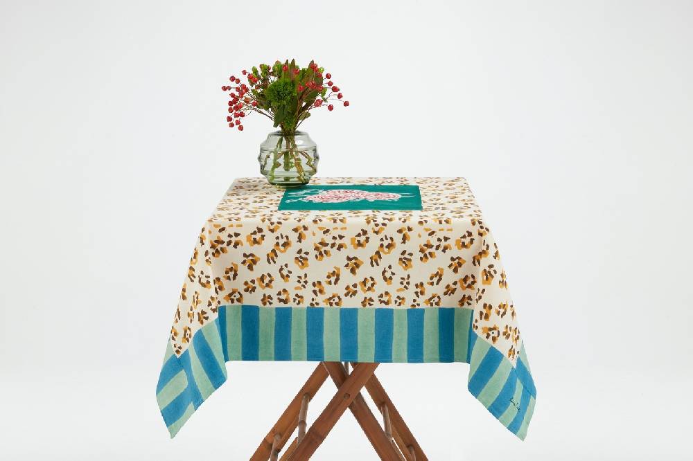 Lisa Corti telo cotone 110x110cm leopard stripes green Offerta migliore