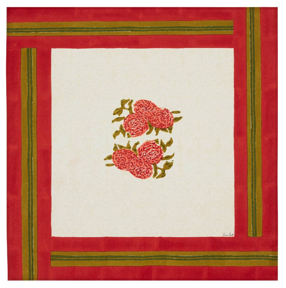 Lisa Corti telo cotone 110x110cm leopard bouquet red Online Outlet