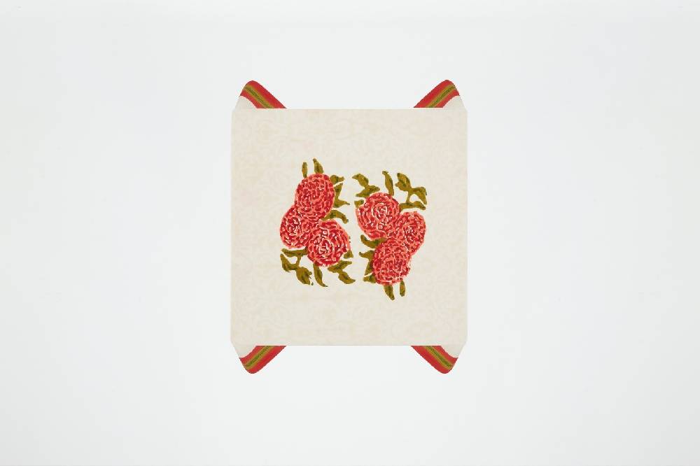 Lisa Corti telo cotone 110x110cm leopard bouquet red Online Outlet