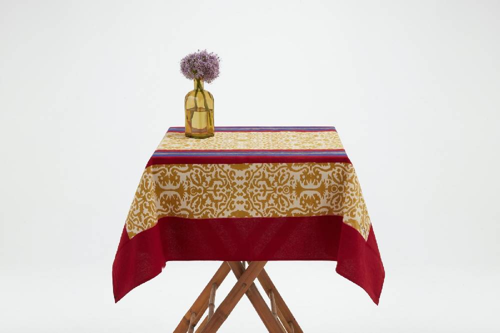 Lisa Corti telo cotone 110x110cm damask stripes chutney Offerta temporanea