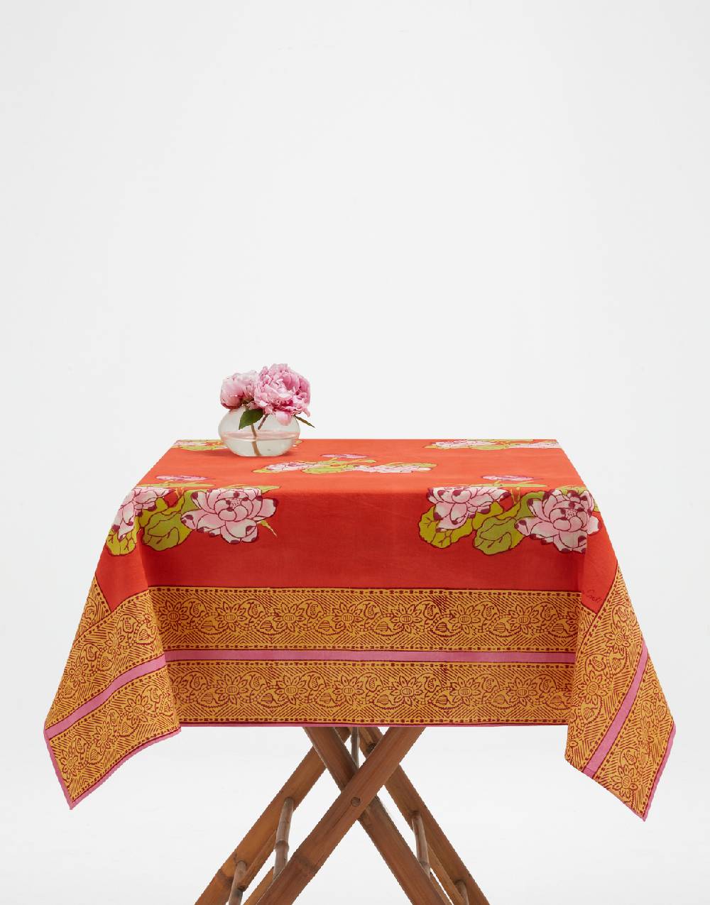 Lisa Corti telo cotone 110x110cm tea flower red orange Grandi sconti