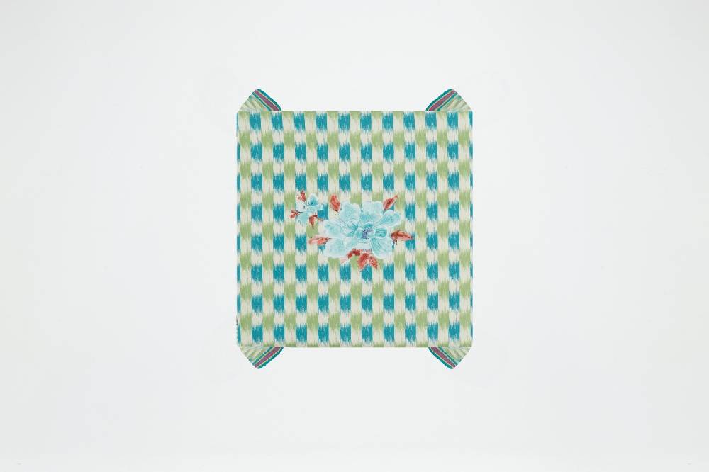 Lisa Corti telo lino 110x110cm veranda design peacock green Offerte stagionali