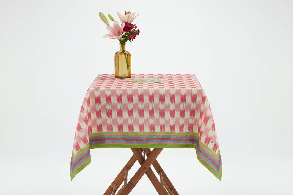 Lisa Corti telo lino 110x110cm veranda design magenta pink Liquidazione