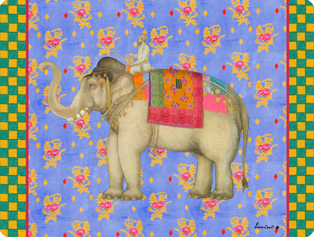 Lisa Corti tovaglietta rigida 30x40cm elephant pervinch In Linea